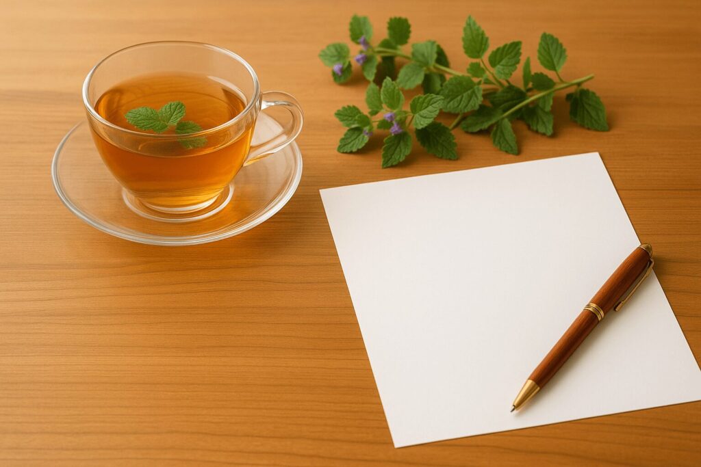 温かな雰囲気の中でノートとペンを前にじっくりと話を聞く準備が整ったテーブルの情景