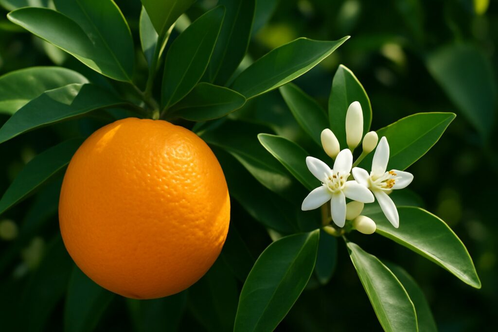 甘く香るオレンジ・スィートの白い花と、実る果実